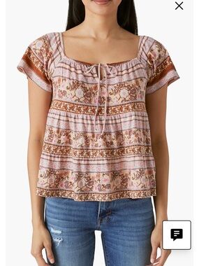 NWT Lucky Brand Print Mix Swing Tiered Top
